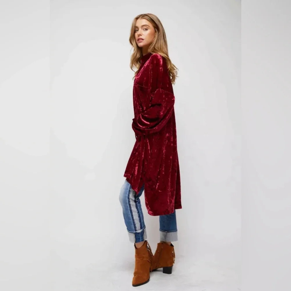 💫 Crushed Velvet Shirt Dress - Picture 6 of 11